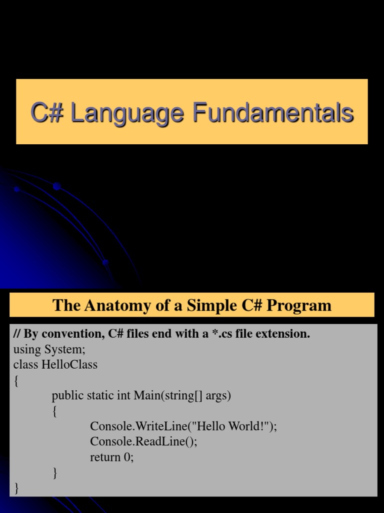 CChapter 3 - C-Sharp Language Funcamentals | PDF | C Sharp (Programming ...