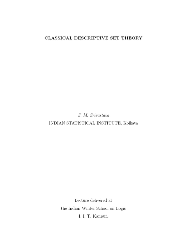 Classical Descriptive Set Theory Overview | PDF | Teaching Methods ...