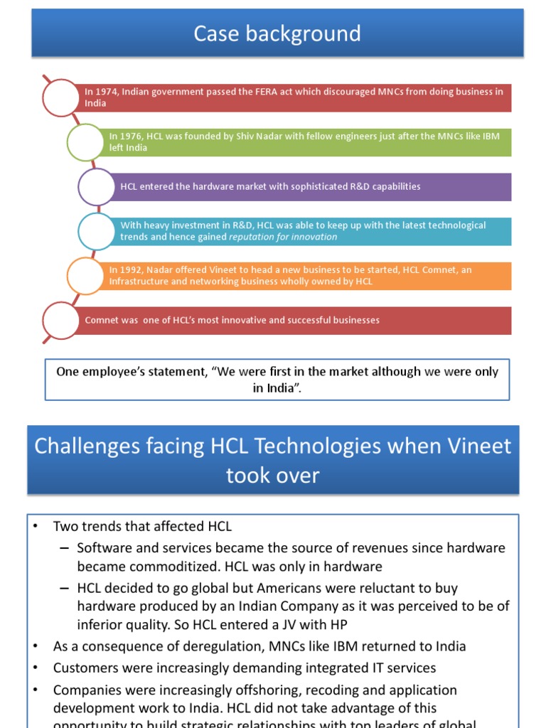 Hcl Technologies Case Analysis Pdf Strategic Management Sales