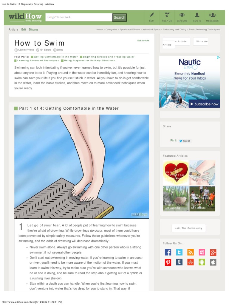 How To Swim - 13 Steps (With Pictures) - WikiHow, PDF, Hobbies