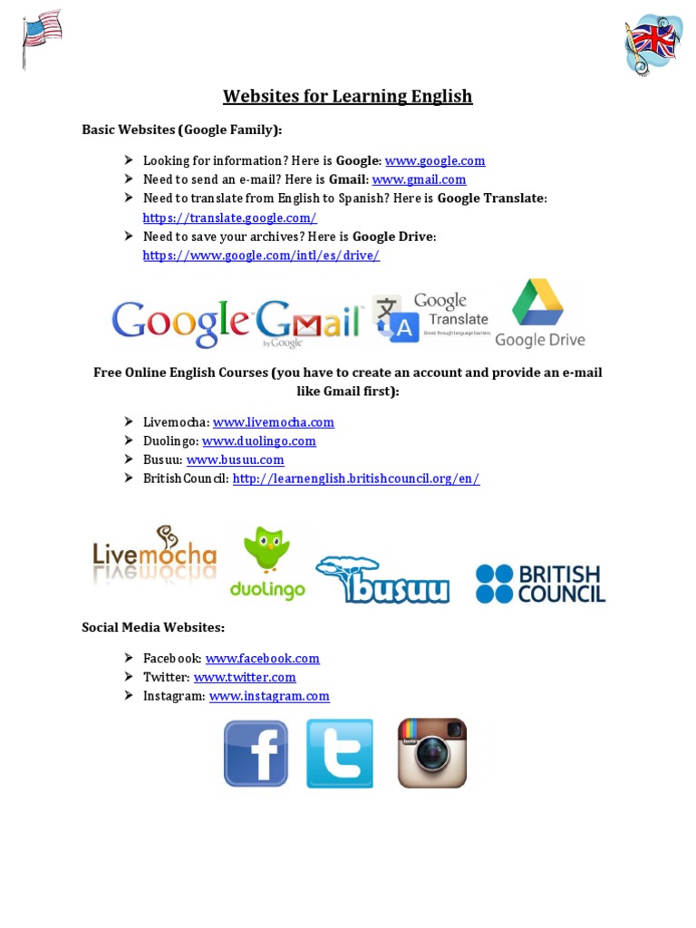 Free Resources for Learning English Online | PDF