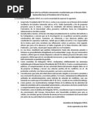 Comunicado de rechazo ante las actitudes amenazantes manifestadas por el Decano Pablo Quintanilla hacia el Presidente del CF EE.GG.LL
