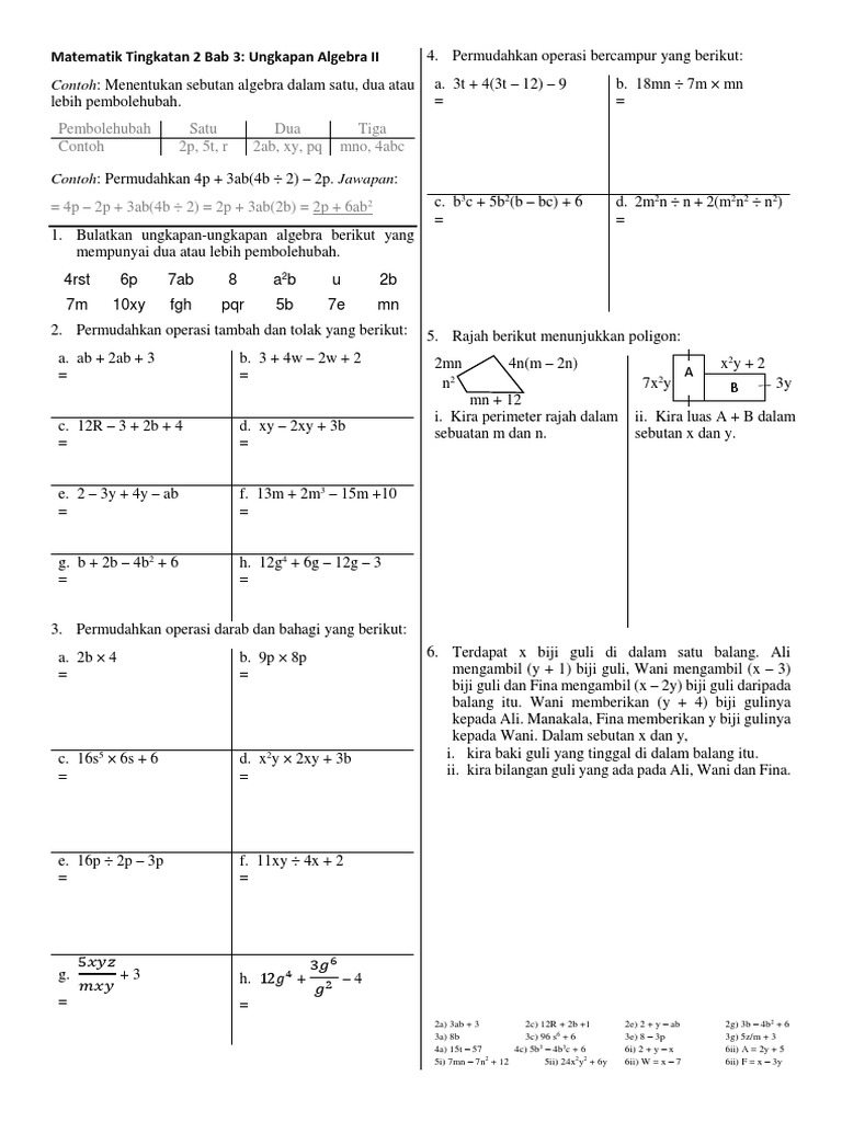 Soalan Kbat Matematik Tingkatan 2 Dan Jawapan - Rasmi My