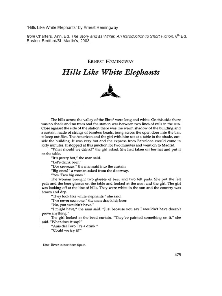 Hills Like White Elephants Ernest Hemingway Short Stories
