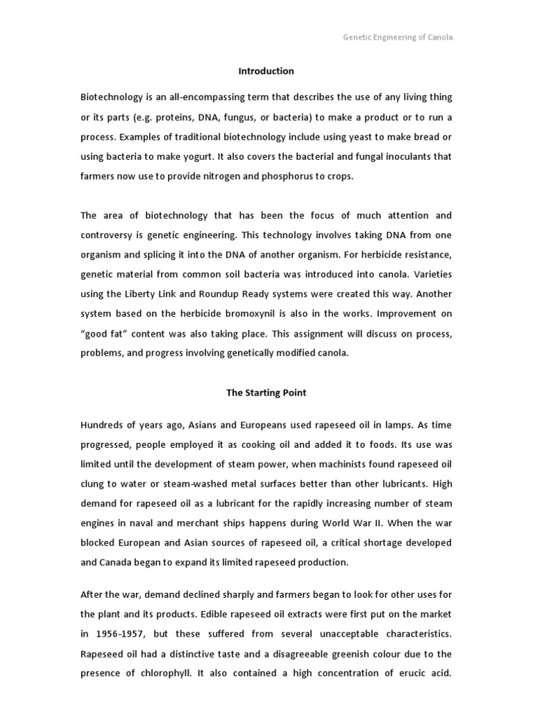 Engineering of Canola PDF Rapeseed Engineering