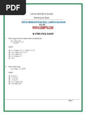 Latihan Soal Spmb Unsoed Saintek Ipa