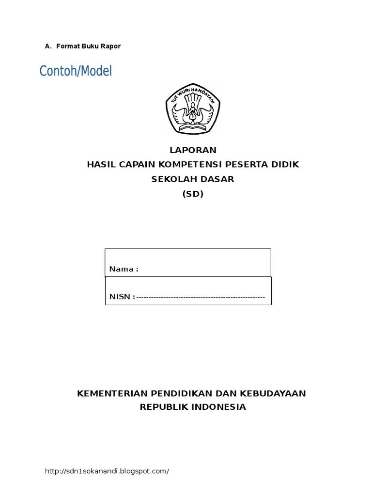 Format Buku Rapor Sekolah Dasar | PDF | Karier & Perkembangan