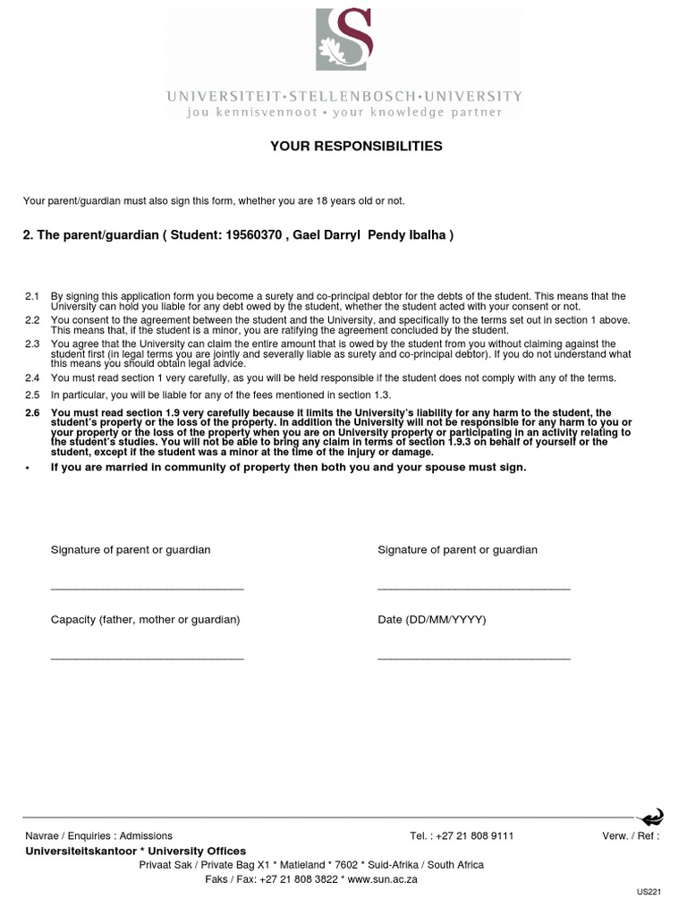 Parent/Guardian Liability Agreement | PDF | Wellness