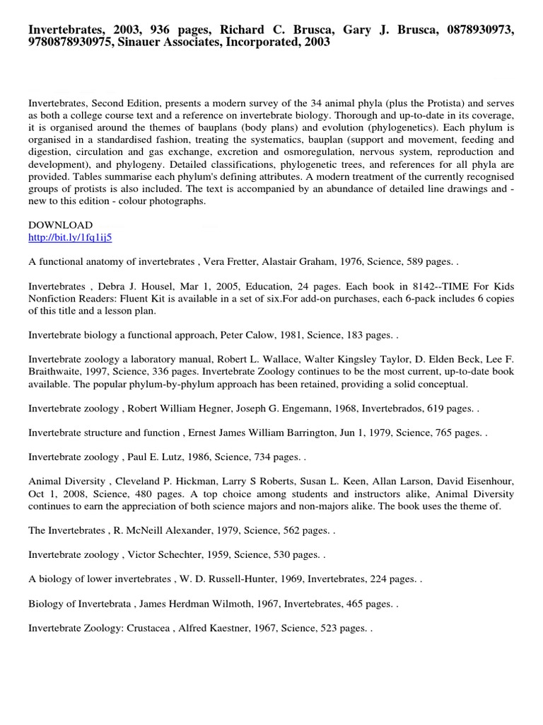 Brusca And Brusca Invertebrates Pdf File