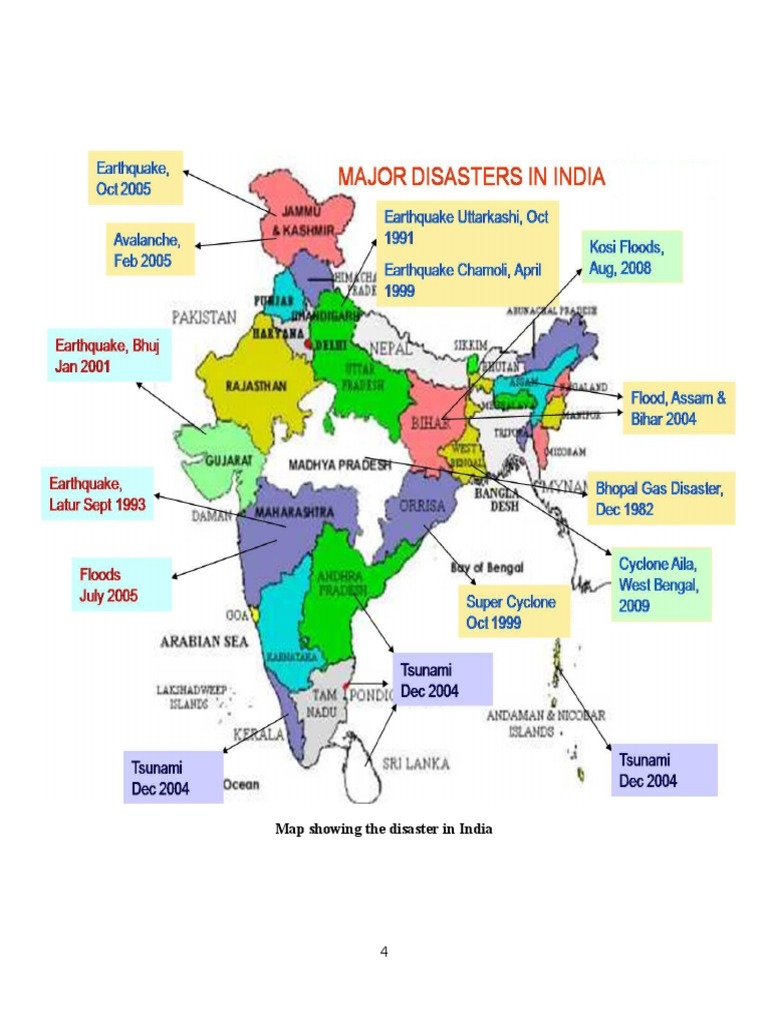 Map Showing The Disaster in India | PDF