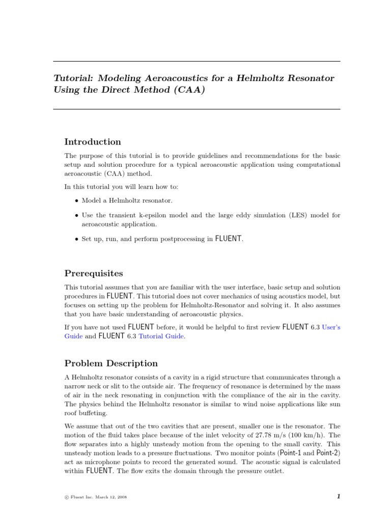 Aeroacoustic Modeling of Helmholtz Resonator | PDF