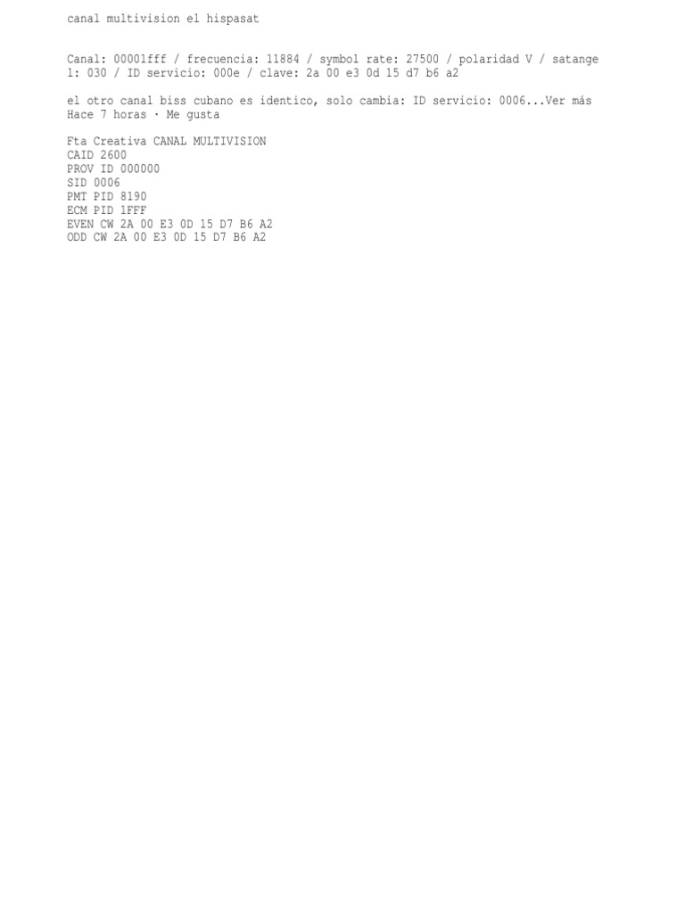 Frecuencia Canal Multivisión HISPASAT | PDF
