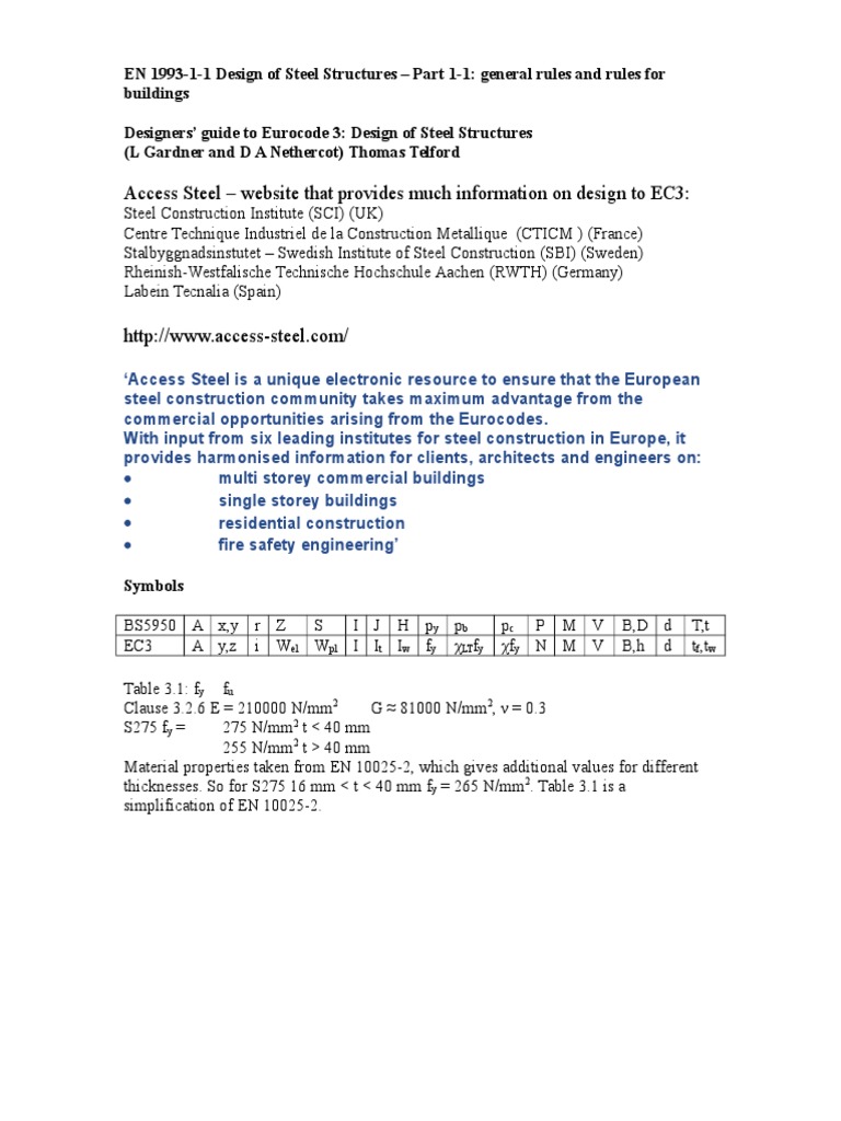 Access Steel - Website That Provides Much Information On Design To EC3 ...