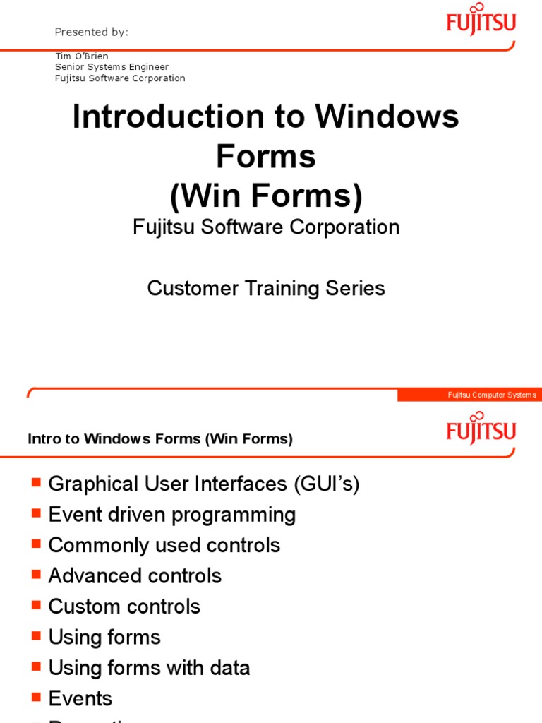 Introduction To Windows Forms (Win Forms) : Fujitsu Software ...