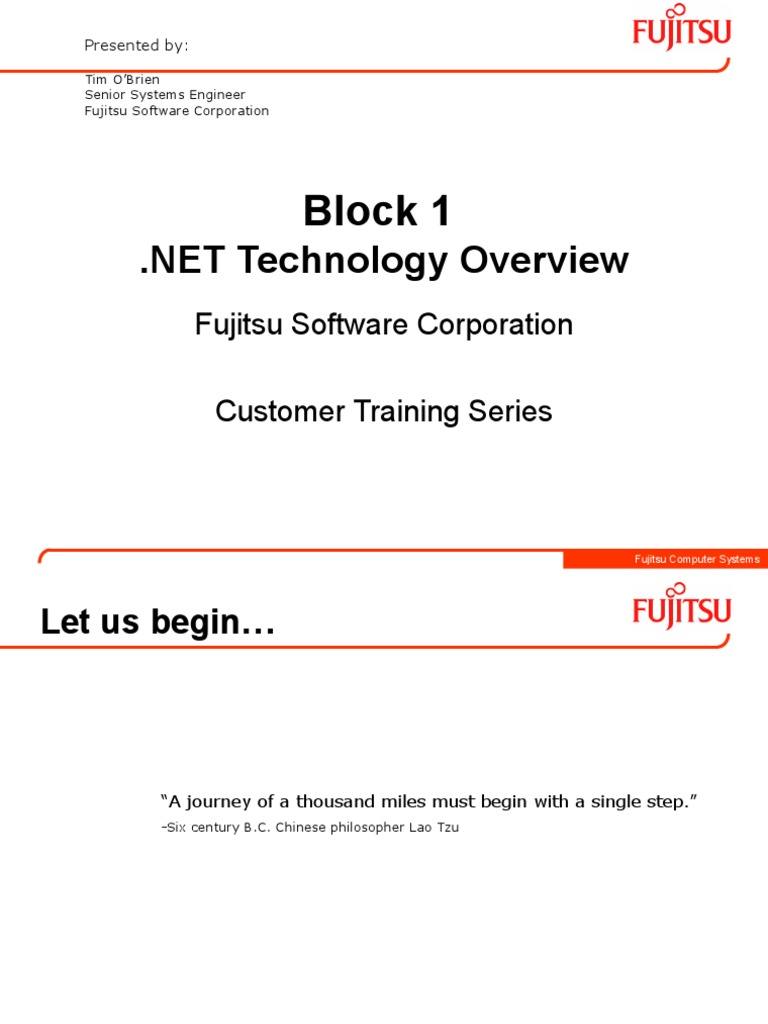 Block 1: Fujitsu Software Corporation Customer Training Series | PDF