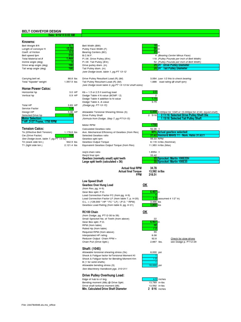 Belt Conveyor Design Calculations | PDF | Transmission (Mechanics ...
