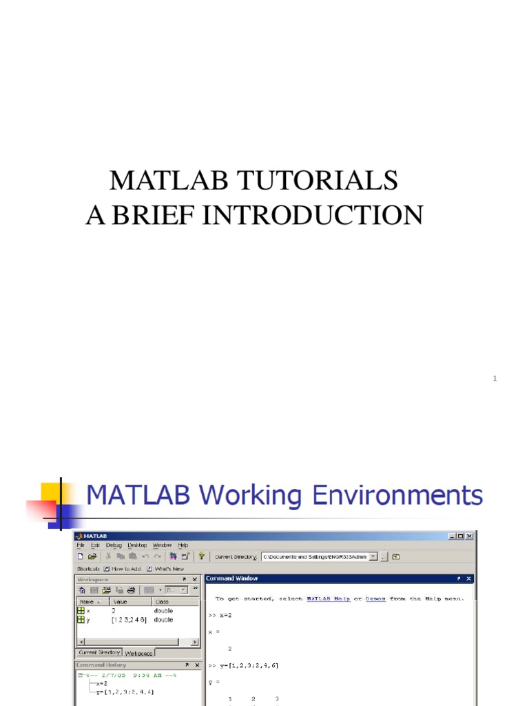 Matlab Tutorials A Brief Introduction | PDF | Array Data Structure | Matlab