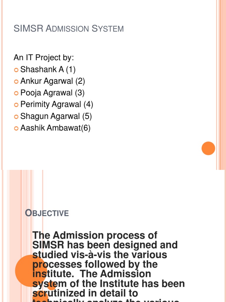 SIMSR Admission System Overview | PDF