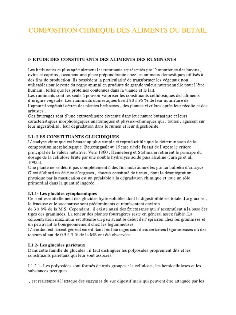 Composition chimique des aliments du bétail | PDF | Lipide | Bactérie