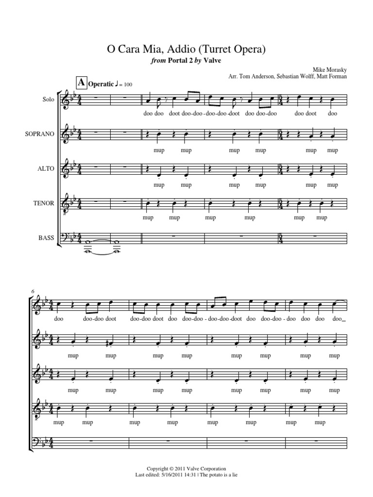 Turret Opera (Cara Mia) - SATB | PDF | Artes del Lenguaje y ...