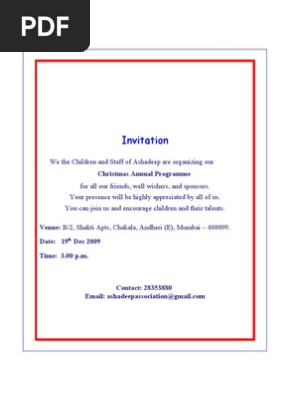 Christmas Annual Prog, Invitation, 2009