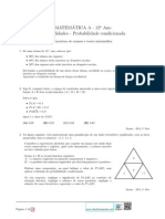 Probabilidades condicionadas e exercícios de probabilidade