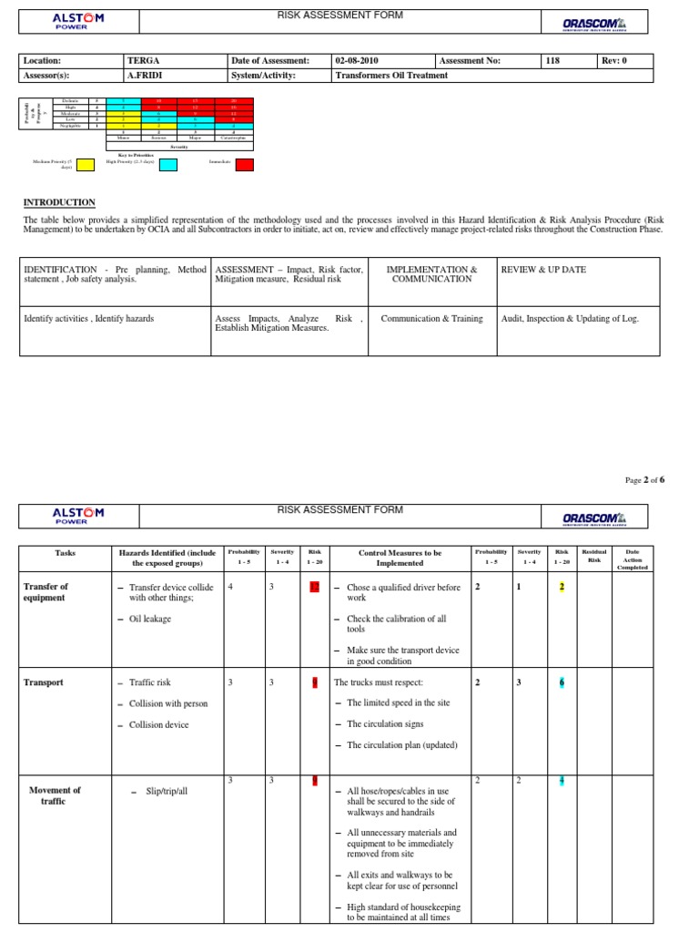 Risk Assessment for Oil Treatment | PDF | Risk | Risk Management