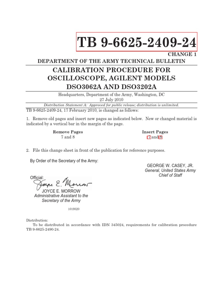Calibration Procedure For Oscilloscope, Agilent Models Dso3062a and