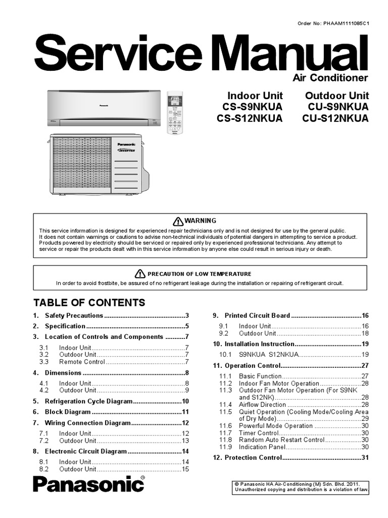 Panasonic Ac Service Manual Air Conditioning Mechanical Fan