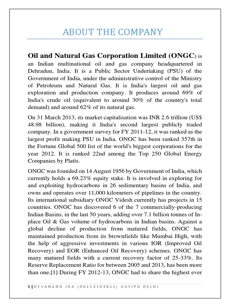 ONGC: History and Achievements | PDF | Hydraulic Fracturing ...