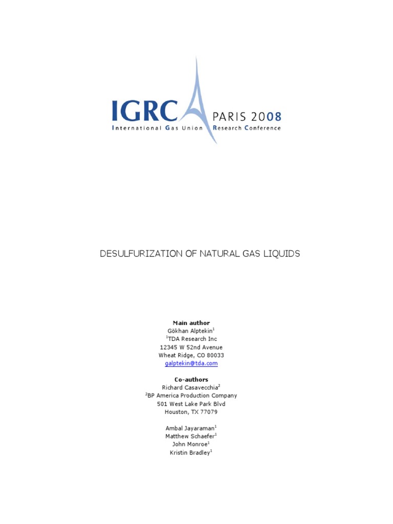 Desulfurization of Natural Gas Liquids | PDF | Natural Gas Processing ...