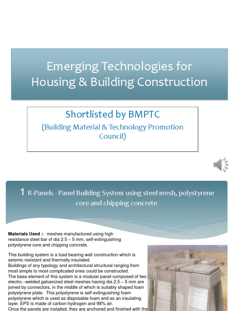 BMPTC Shortlisted Building Technologies | PDF