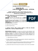 14. ORDEN DEL DIA  CORREGIDO PARA EL MIERCOLES 24 DE SEPTIEMBRE DE 2014 - Acta 12.doc