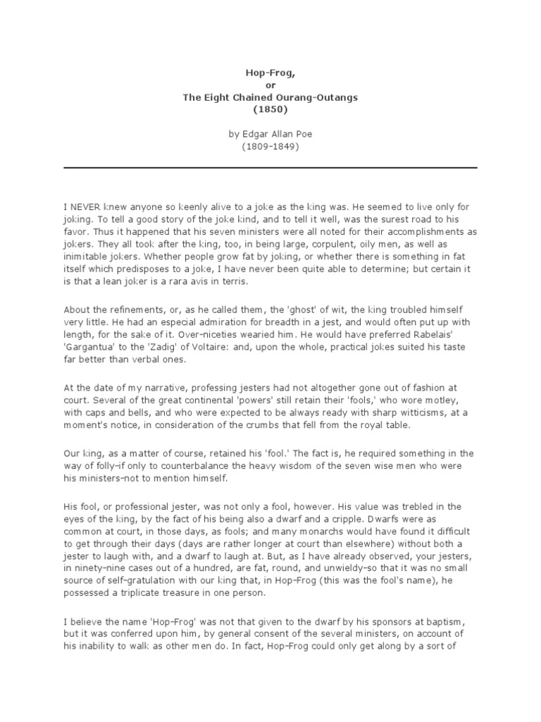 HopFrog, or The Eight Chained OurangOutangs (1850) PDF Jester