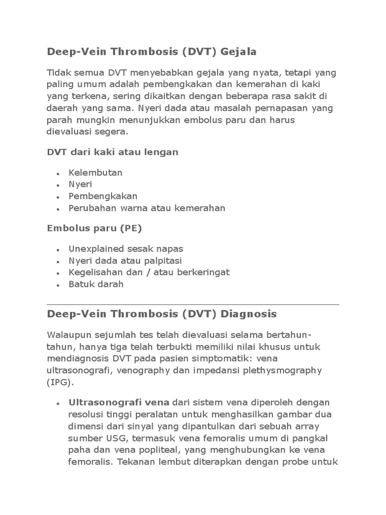 Gejala dan Diagnosis DVT | PDF