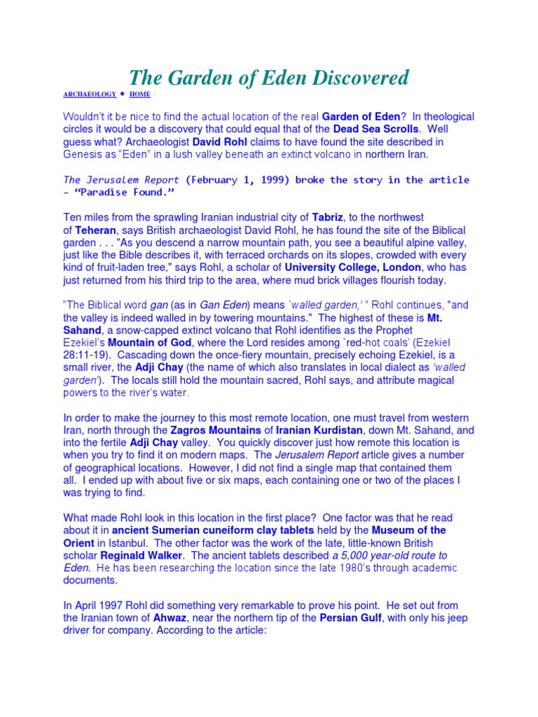 David Rohl in Search of Eden | PDF | Garden Of Eden