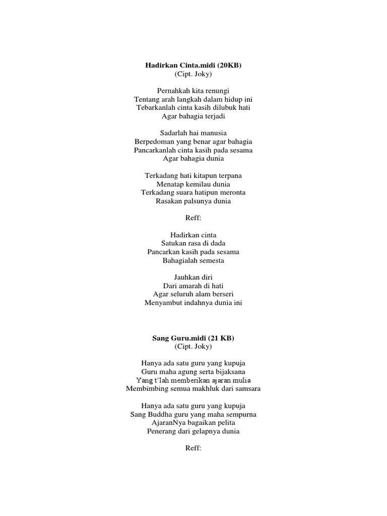 Lirik Lagu Buddhist Pdf