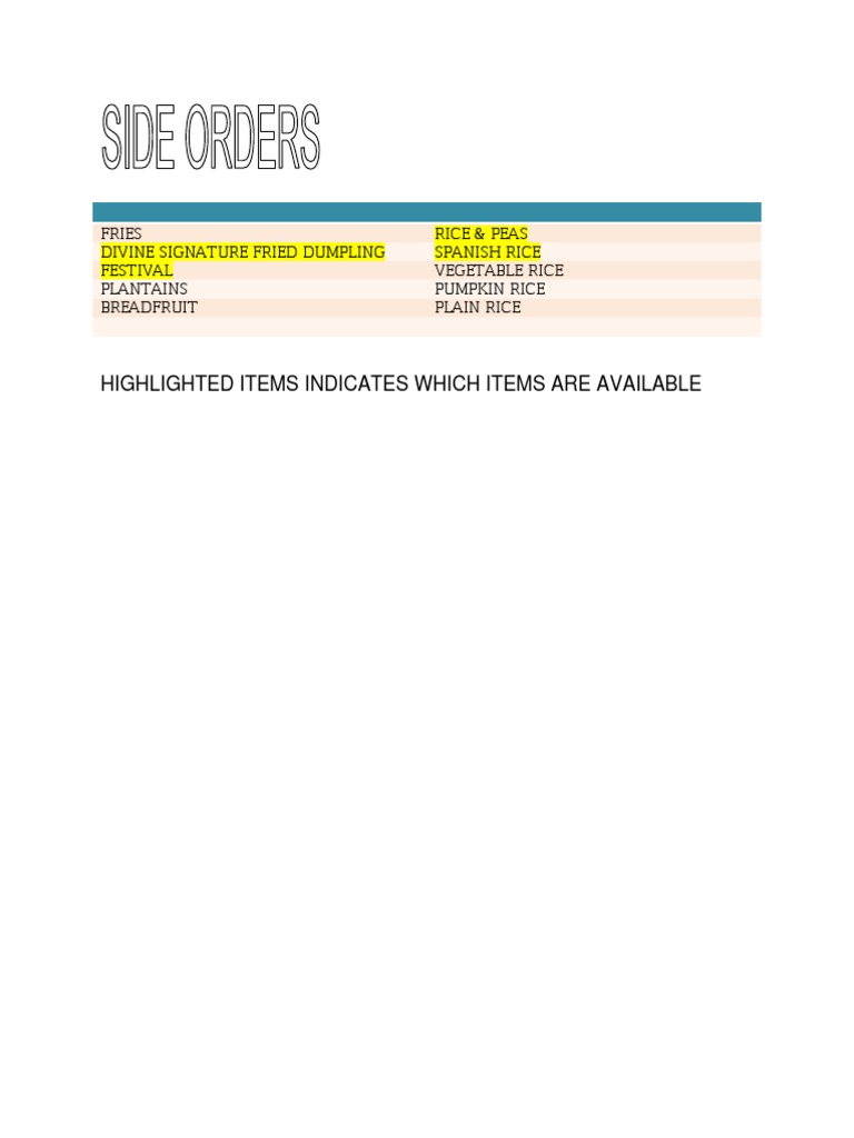 Side Orders | PDF