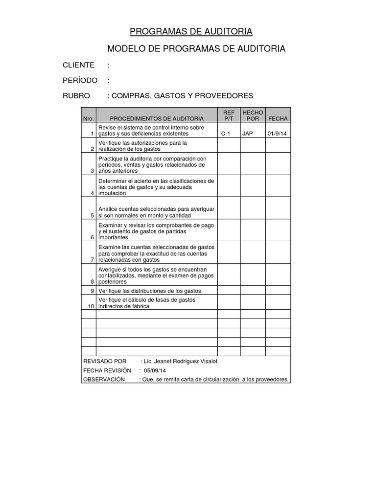 Modelo de Programa de Auditoría ISO 9001 | PDF