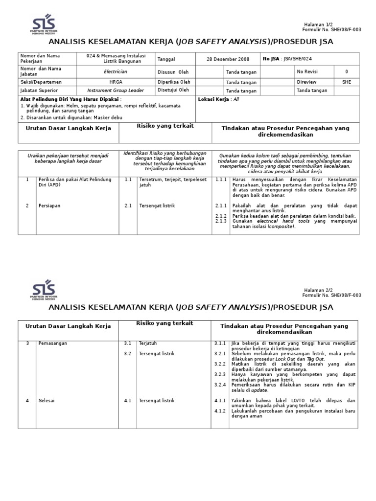 Jsa Memasang Instalasi Listrik Bangunan Pdf