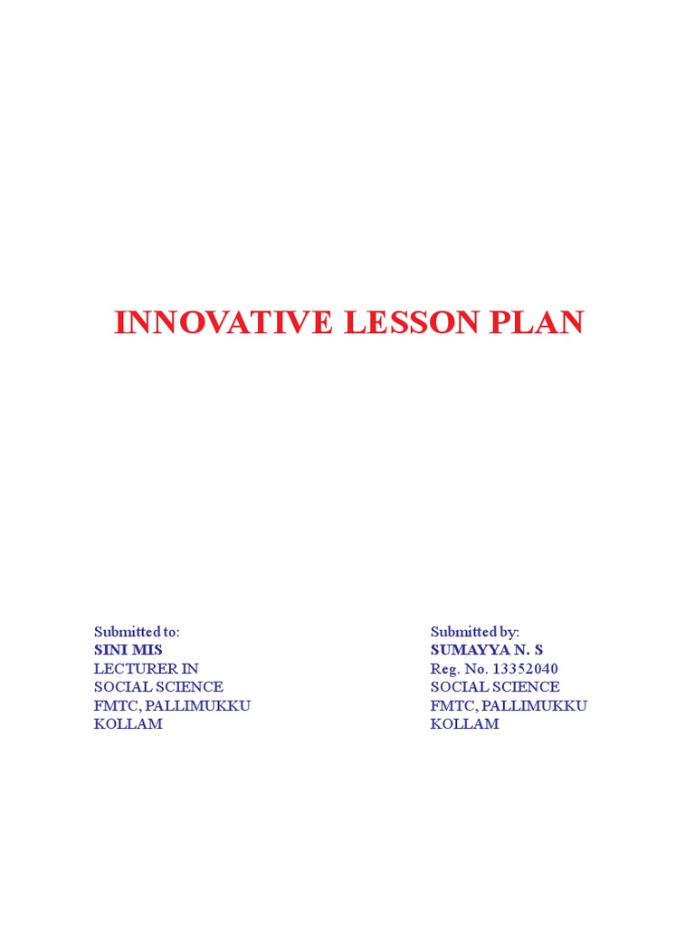 Innovative Lesson Plan | PDF | Language Arts & Discipline | Foreign ...