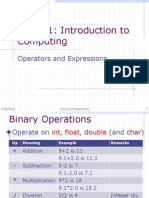 ESC101: Introduction To Computing: Operators and Expressions
