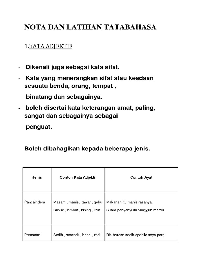 Nota Dan Latihan Tatabahasa Pdf