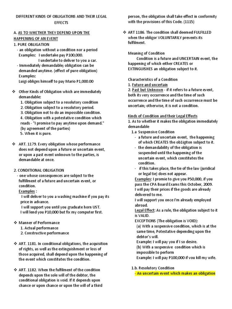 Types and Examples of Legal Obligations | PDF | Guarantee | Damages