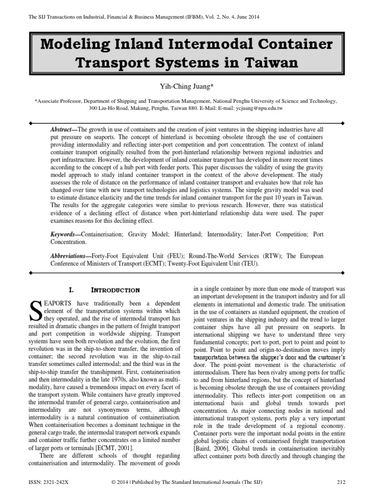 Modeling Inland Intermodal Container Transport Systems in Taiwan | PDF ...