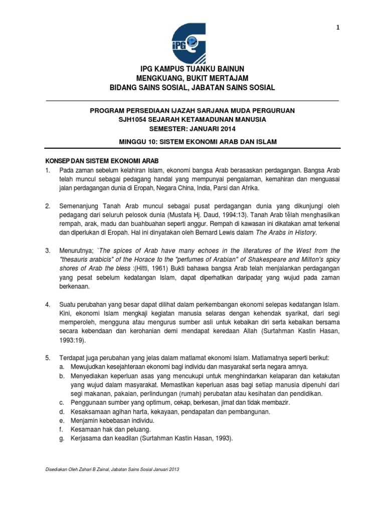 M9 Konsep Ekonomi Arab Dan Islam Pdf