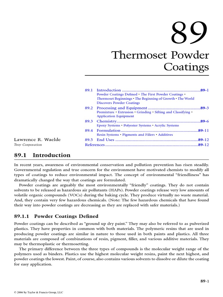 Thermoset Powder Coatings Lawrence R. Waelde PDF Epoxy Paint