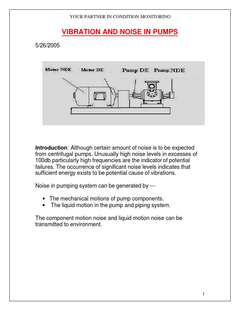 Vibration and Noise in Pumps 1 Bearing (Mechanical) Pump