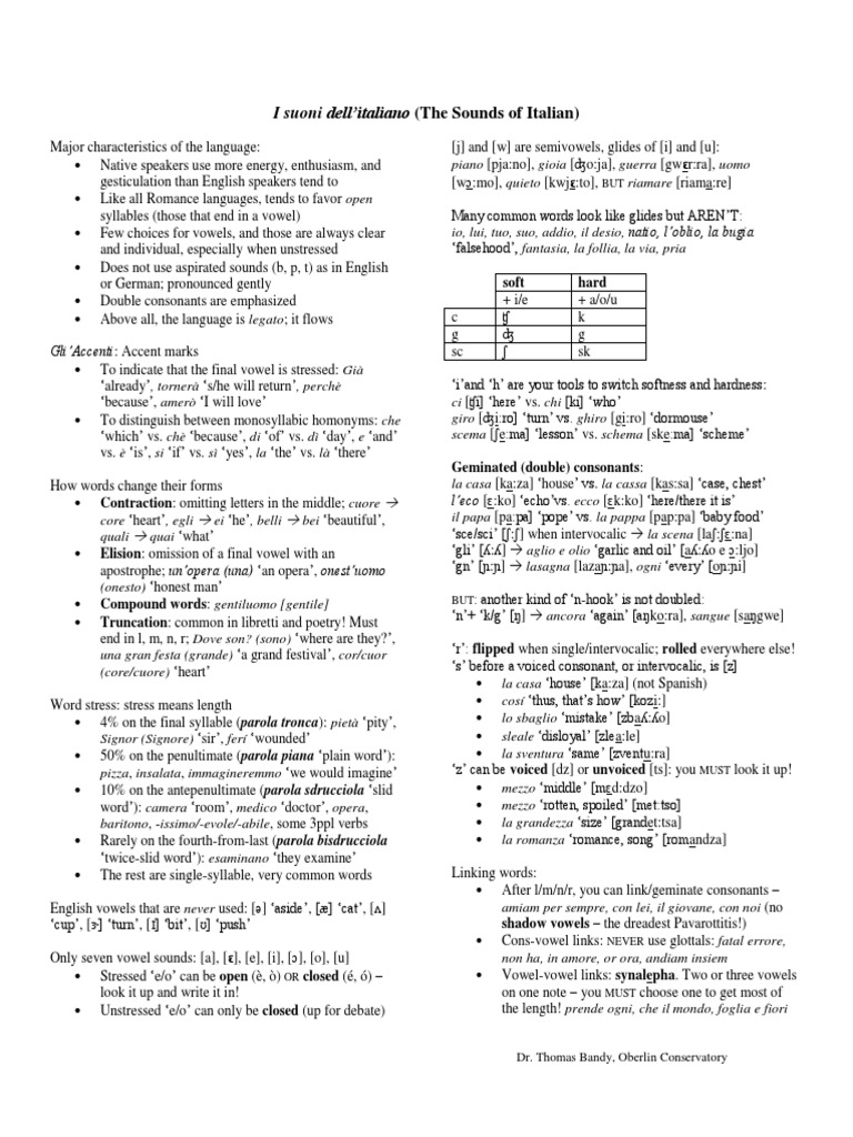 Italian Diction and Accentuation Guide | PDF | Stress (Linguistics ...