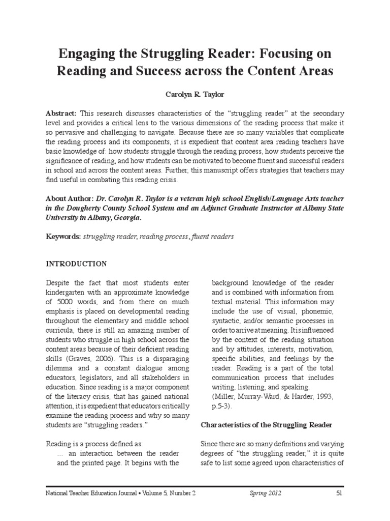 Engaging The Struggling Reader - Focusing On Reading and Success Across ...